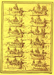 Image - "Guns filled the prows of the Spanish boats and they fired upon the Aztec canoes that lay massed. When they fired at us many were killed and the canoes sunk. But we soon learned how to judge their shots and we never ran a direct course." (Florentine Codex)