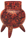 Mixtec goblet painted with scene from codex.