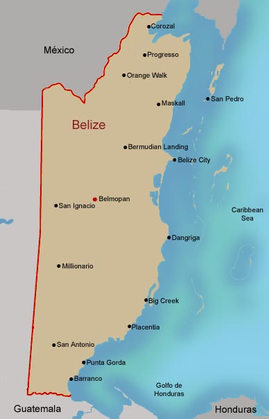 Mapa de Belice