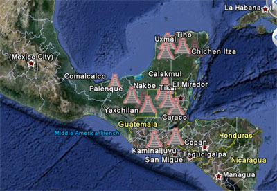 Instantánea de Mesoamérica a través de Google Earth.