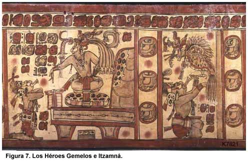 Figura 7. Los Héroes Gemelos e Itzamná.