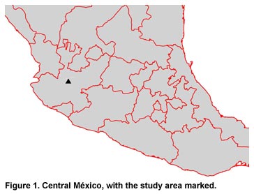 Figure 1. Central M&eacute;xico, with the study area marked.