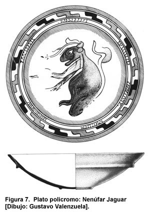 Figura 7. Plato pol&iacute;cromo: Nen&uacute;far Jaguar [Dibujo: Gustavo Valenzuela].