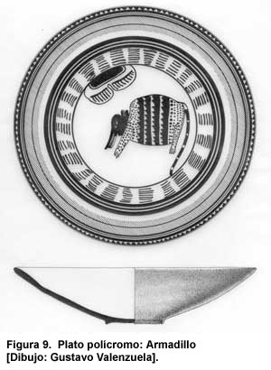 Figura 9. Plato pol&iacute;cromo: Armadillo [Dibujo: Gustavo Valenzuela].